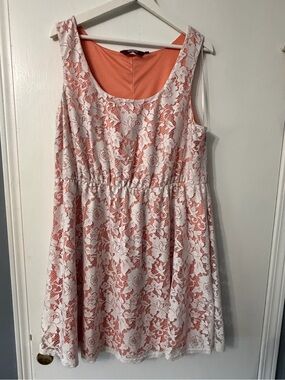 New Look Coral-Lined White Lace Sundress